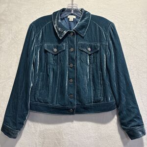 Sundance Women's Britny Blue Wren Crushed Velvet Jacket Silk Blend Petite XS